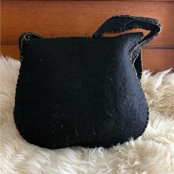 Ethnic Nepal Felted 100% Wool Floral Large Bag Tote - Picture 2 of 9